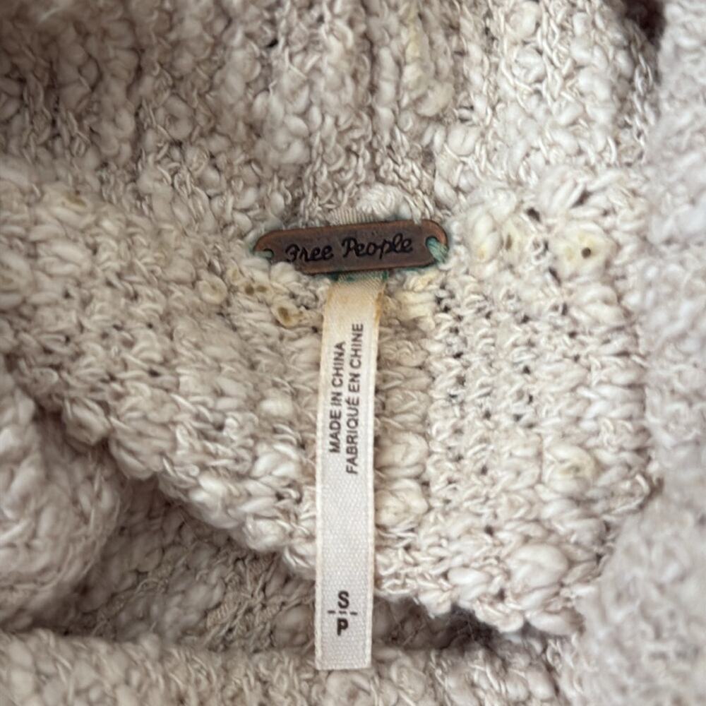 Free People Big Easy Oatmeal Knit Cropped Cowl Turtleneck Sweater - Picture 3 of 4